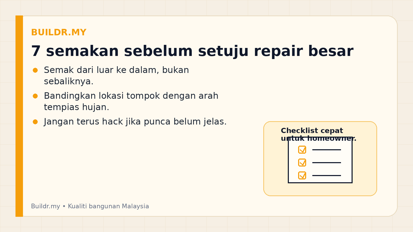 Checklist semakan utama untuk tingkap bocor semasa hujan