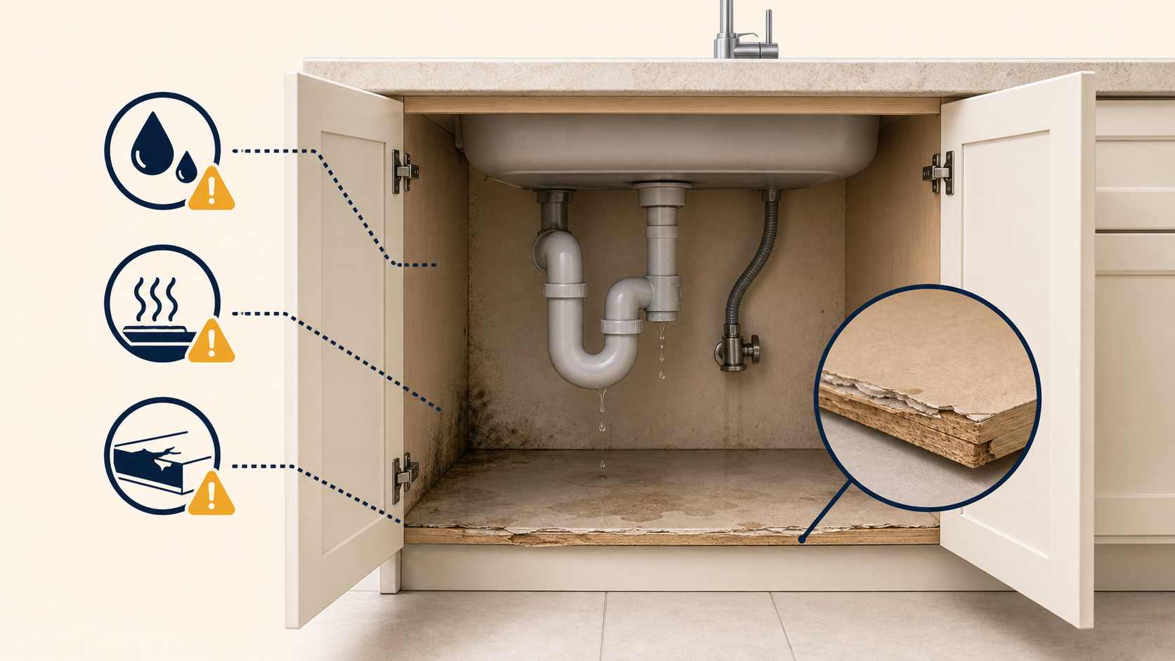 Kabinet Bawah Sinki Dapur Selalu Lembap? 6 Semakan Sebelum Papan Jadi Rosak