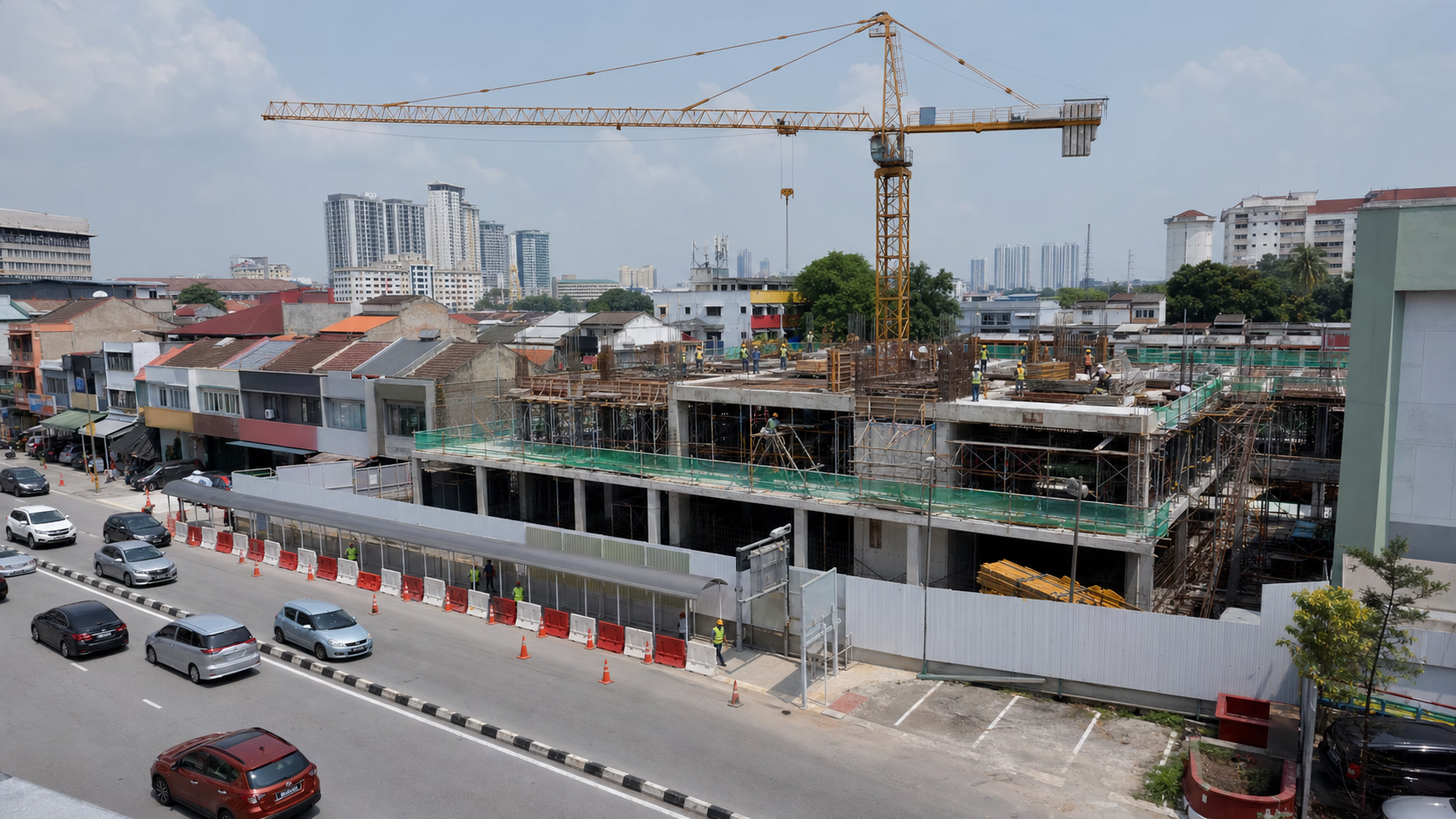 Mixed-use redevelopment in a dense urban neighbourhood context.
