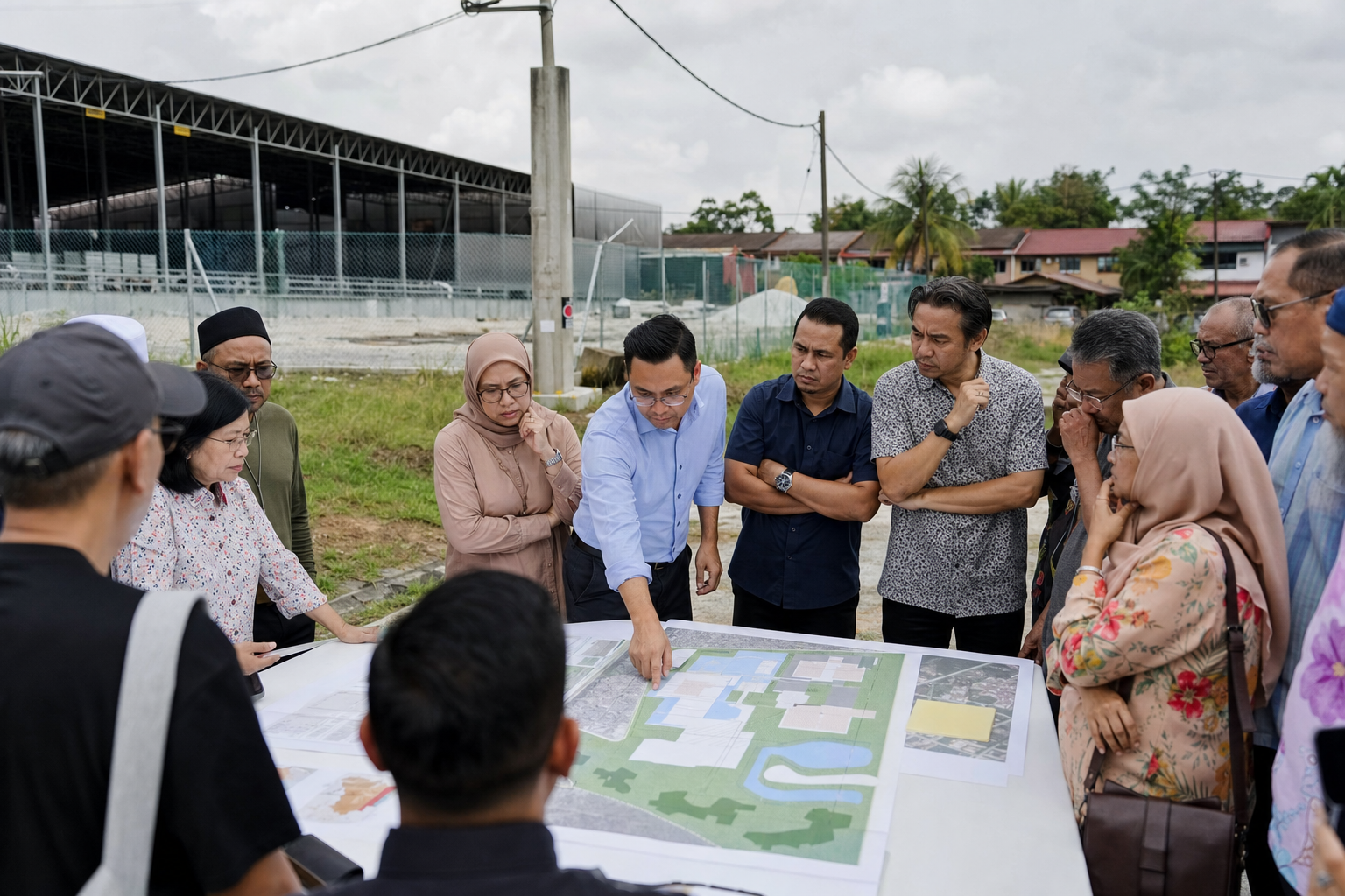 Gambar editorial jana AI berkaitan Kota Damansara: bantahan penduduk jadikan rundingan awal sebahagian risiko pusat data; bukan foto projek sebenar.