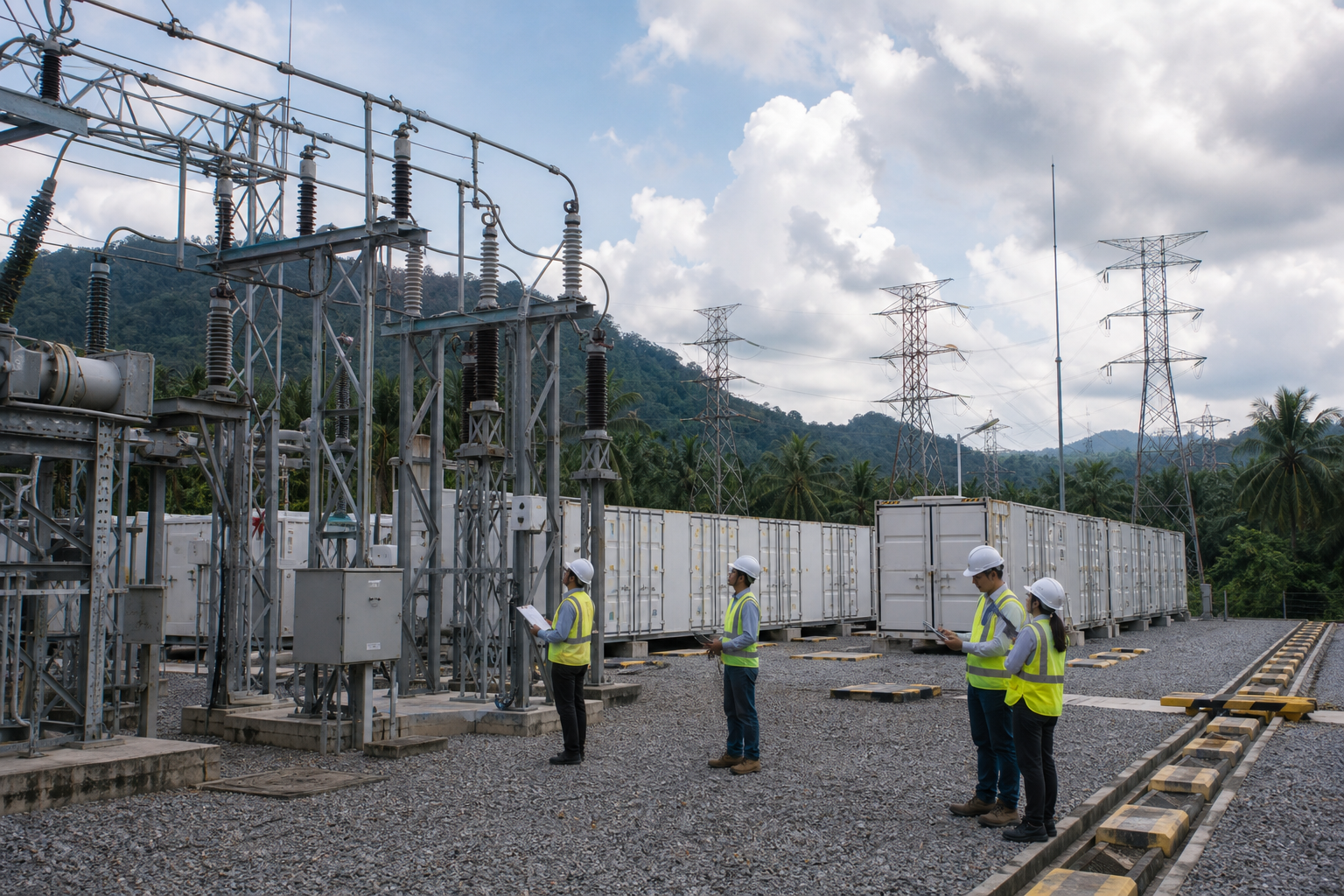 Gambar editorial jana AI yang mewakili Citi menekankan grid dan penyimpanan tenaga—saluran kerja beralih daripada penjanaan sahaja kepada seluruh sistem; bukan foto projek, syarikat, tempat atau peristiwa sebenar.