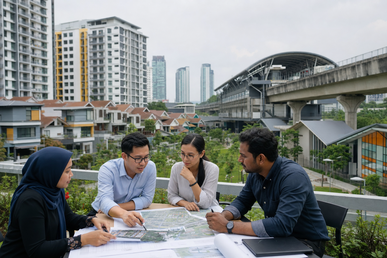 Gambar editorial jana AI yang mewakili REHDA Institute dan KPKT mengalihkan perbahasan kemampuan perumahan kepada ukuran keperluan, lokasi dan infrastruktur; bukan foto projek, syarikat, tempat atau peristiwa sebenar.