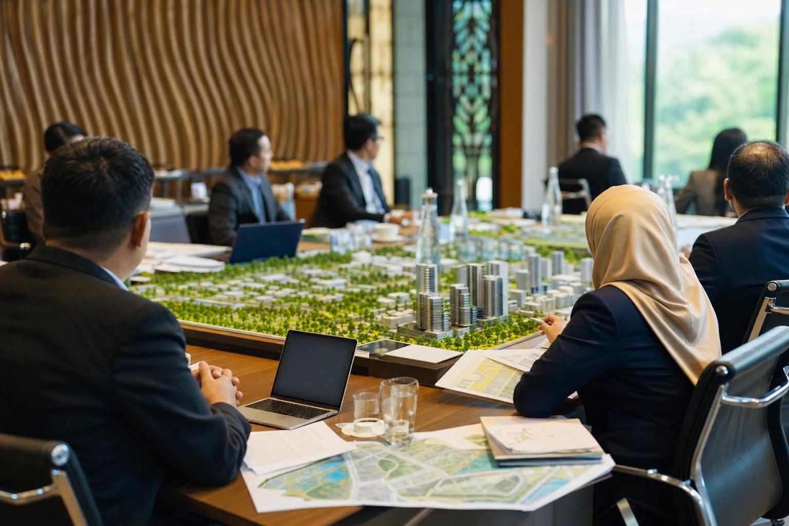 Gambar editorial jana AI yang mewakili Ipoh menjadi tuan rumah meja bulat ASEAN–China—bandar sekunder muncul sebagai pasaran pembangunan tersendiri; bukan foto projek, syarikat, tempat atau peristiwa sebenar.