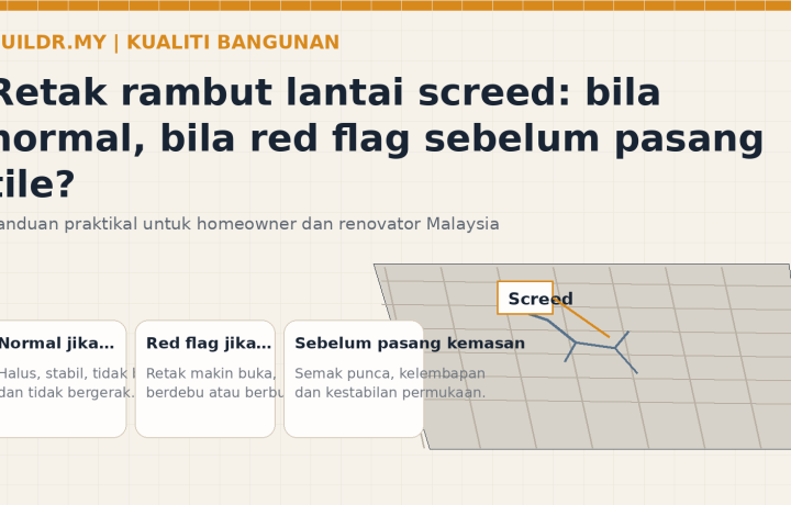 Retak Rambut Lantai Screed: Bila Normal, Bila Red Flag Sebelum Pasang Tile?
