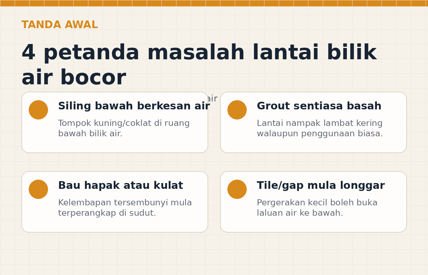 Tanda awal lantai bilik air bocor yang patut disemak pemilik rumah