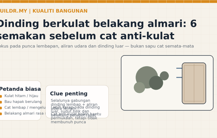 Dinding Berkulat Belakang Almari: 6 Semakan Sebelum Cat Anti-Kulat