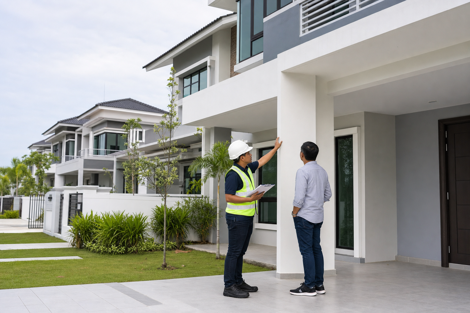 Gambar editorial jana AI berkaitan topik Seremban 2 Heights: serahan NOVA tunjuk nilai kerja kemasan dan kecacatan; bukan foto projek sebenar.