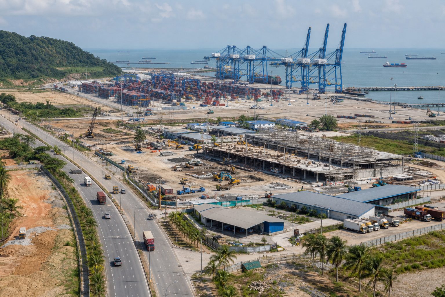 Gambar editorial jana AI berkaitan topik Midport Port Dickson: isyarat baharu untuk kerja logistik dan rantaian bekalan; bukan foto projek sebenar.