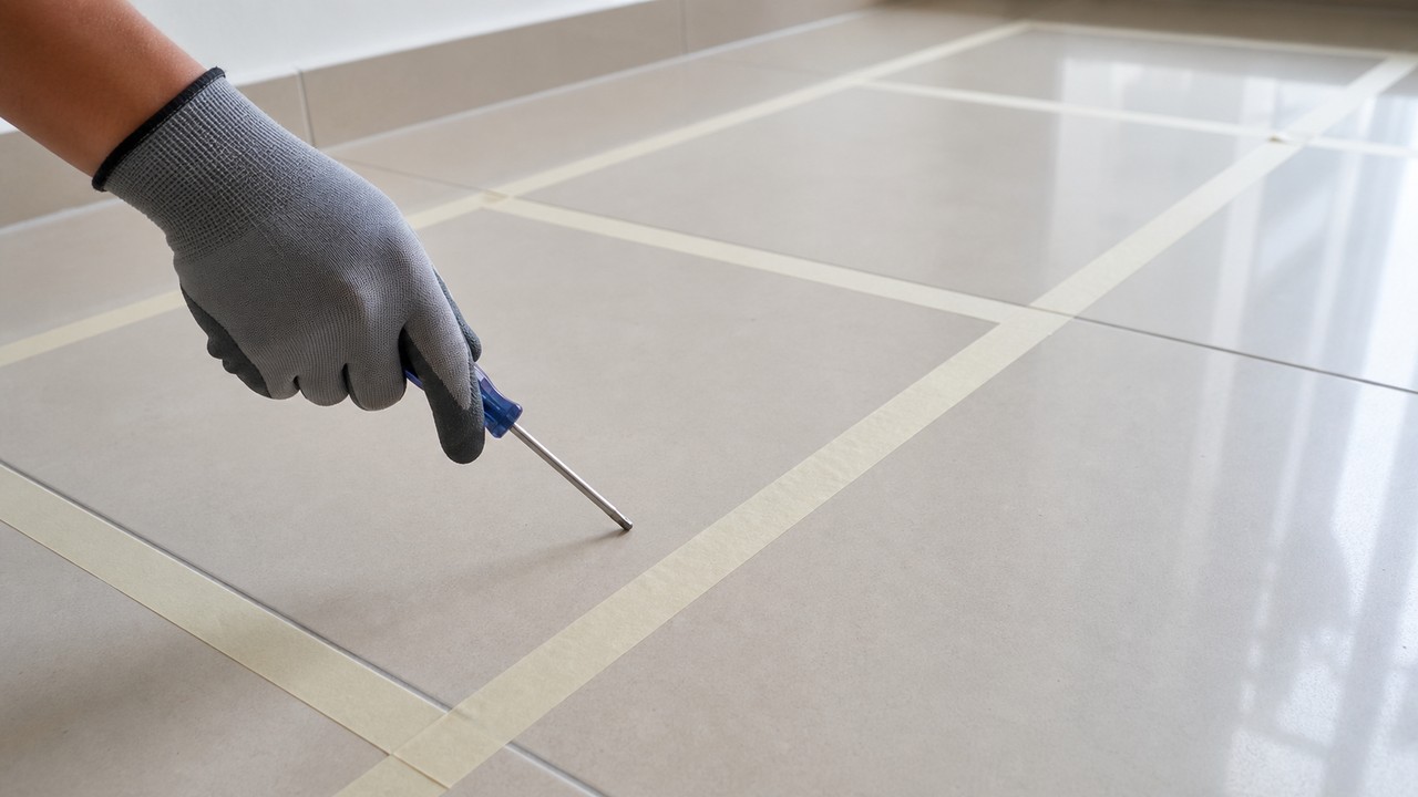Pemetaan jubin untuk menyaring kemungkinan liputan adhesive tidak sekata.