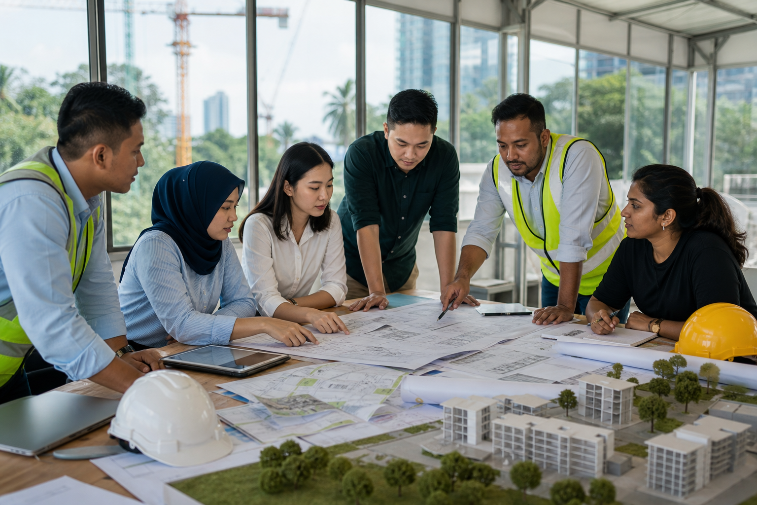 Gambar editorial jana AI yang mewakili the Malaysian construction, housing and infrastructure market; bukan foto projek, syarikat, tempat atau peristiwa sebenar.