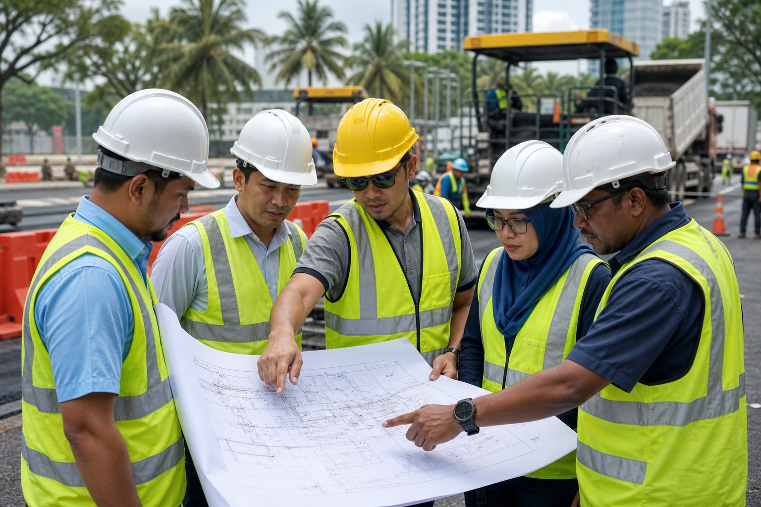 Gambar editorial jana AI yang mewakili the Malaysian construction and infrastructure market; bukan foto projek, syarikat, tempat atau peristiwa sebenar.