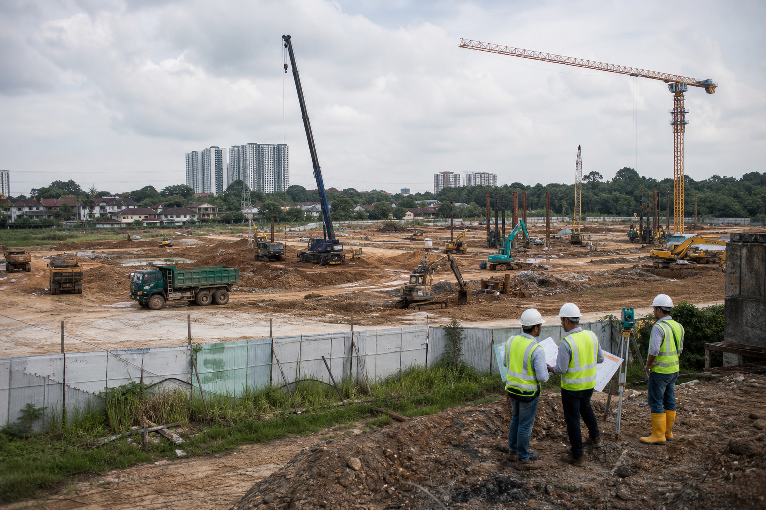 Gambar editorial jana AI yang mewakili Asiabina menuju projek pertama di Lembah Klang—kemasukan pemaju wilayah menambah persaingan pada tapak, rantaian bekalan dan serahan; bukan foto projek, syarikat, tempat atau peristiwa sebenar.