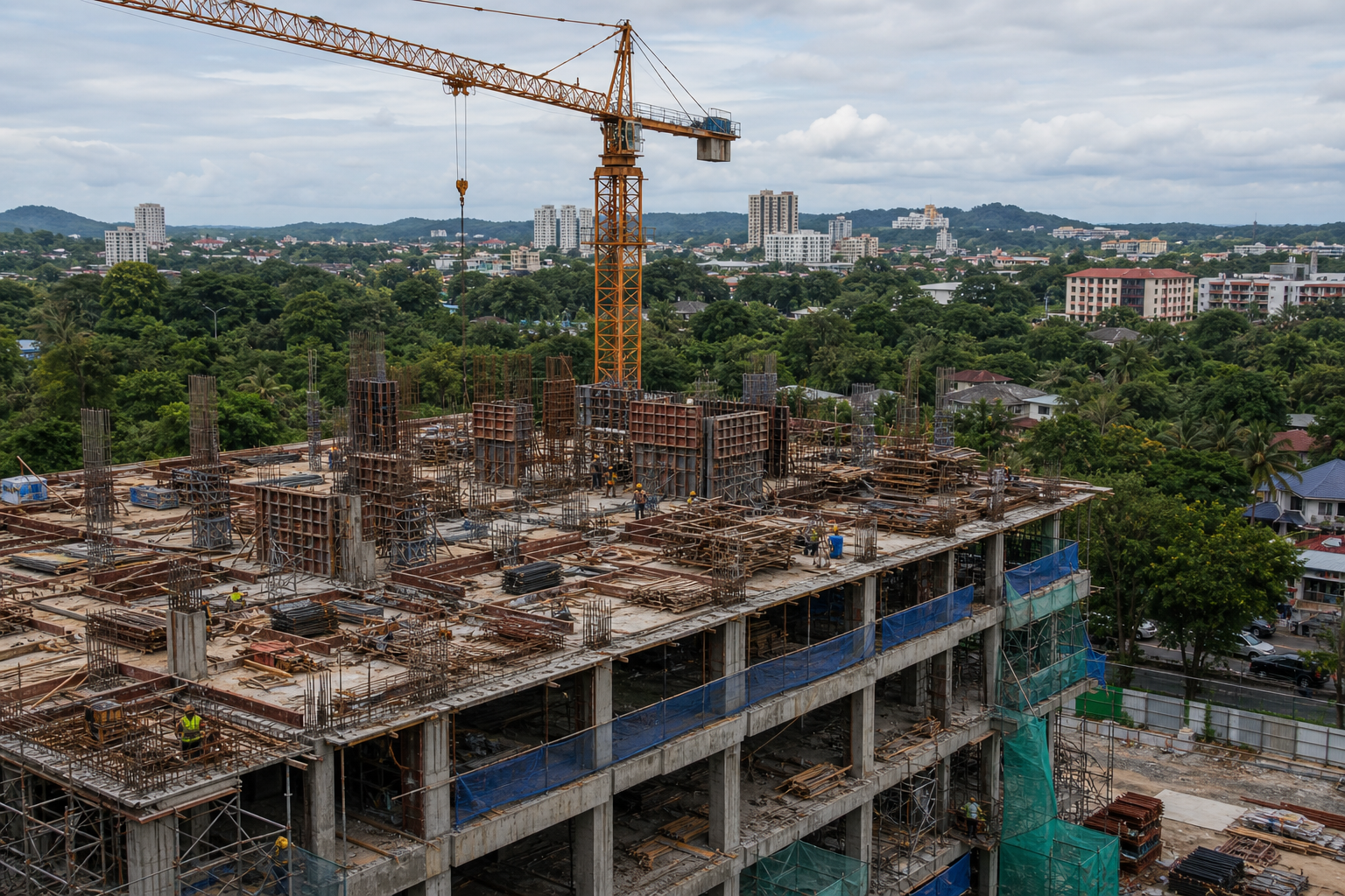 Gambar editorial jana AI yang mewakili SCIB mahu membangunkan bersama projek kediaman bertingkat di Sabah—pengumuman pembangunan perlu diuji terhadap kesiapsiagaan tapak; bukan foto projek, syarikat, tempat atau peristiwa sebenar.