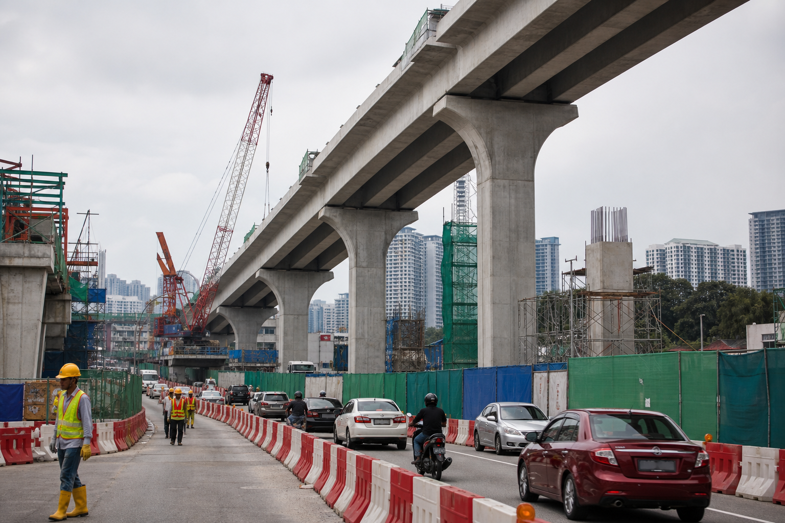 Pembinaan jejambat bandar sebagai gambaran mewakili projek lebuh raya