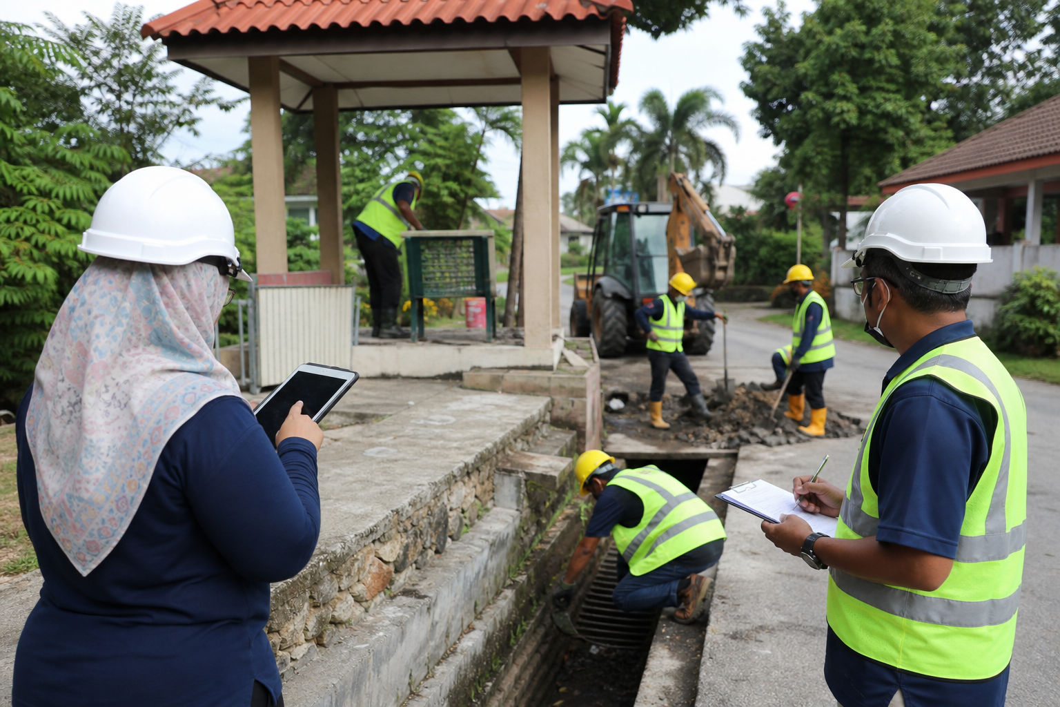 Pasukan kontraktor menyelenggara saliran dan kemudahan awam